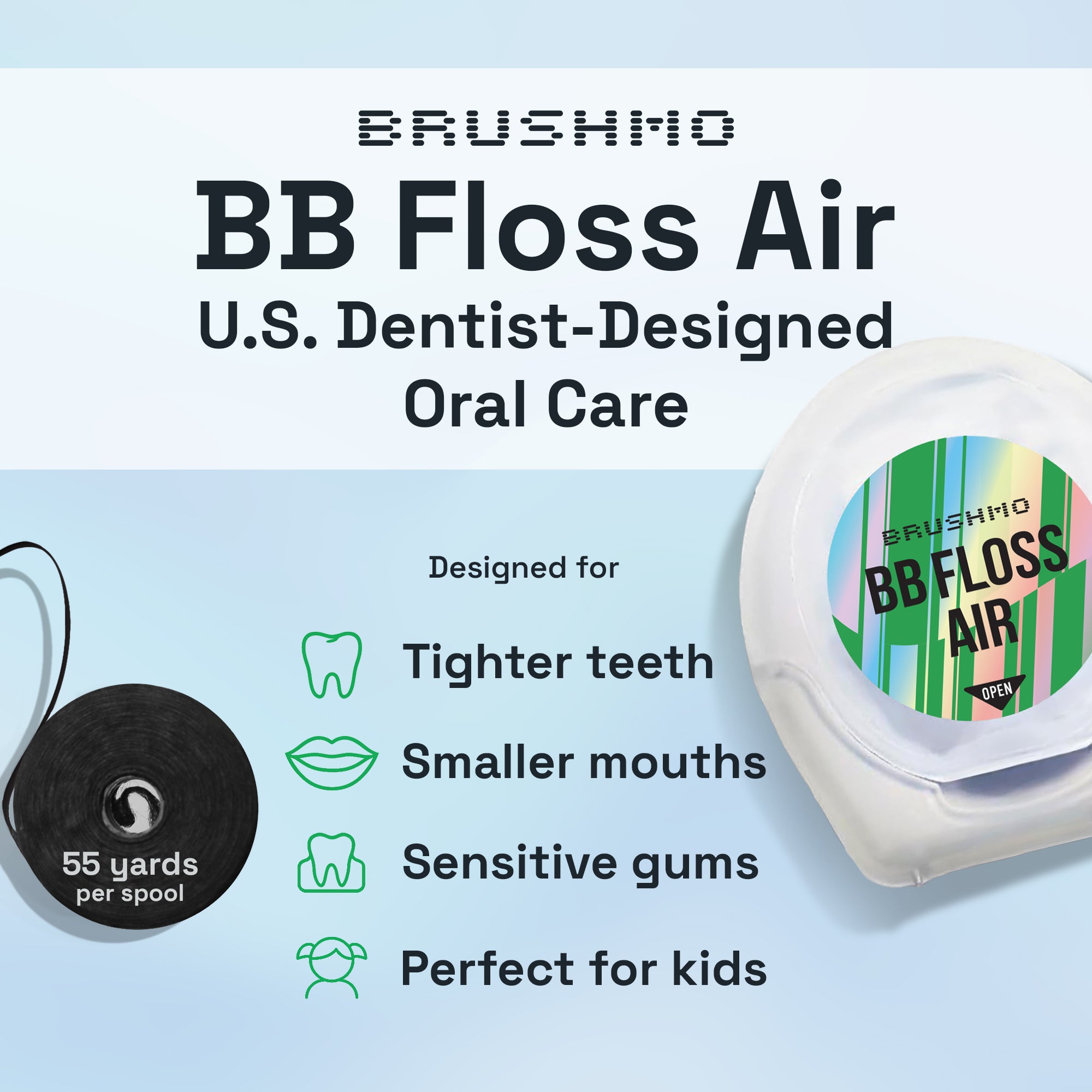 Brushmo BBFLOSS AIR — Slim Fit for Tight Contacts, 30 Pack