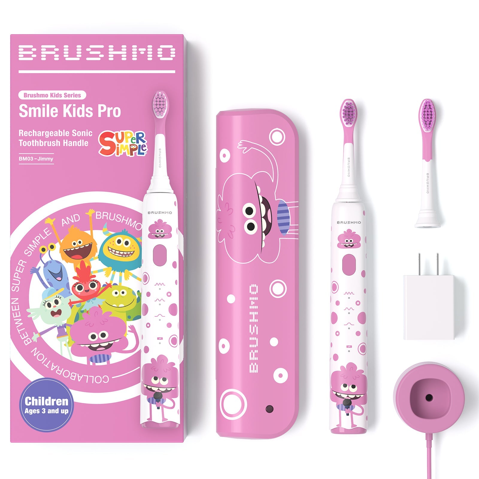 BRUSHMO x Super Simple Songs Kids Sonic Electric Toothbrush BM03 Jimmy - 8 Pack